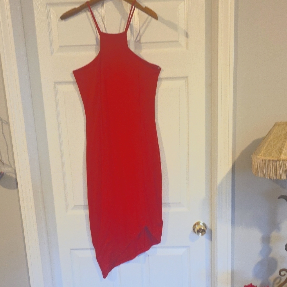 Express Assymetrical Red Midi Dress